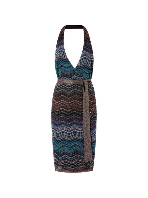 Missoni halterneck chevron-pattern midi dress - Blue - zdjęcie produktu nr 1