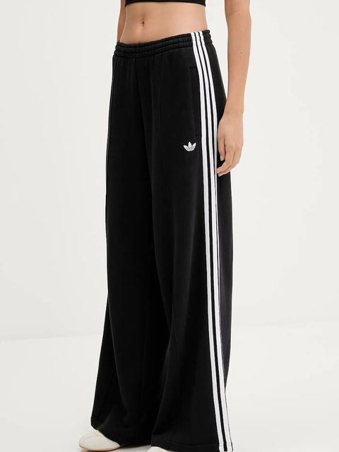 adidas Originals spodnie dresowe bawełniane 3-Stripes damskie kolor czarny z aplikacją JV7473