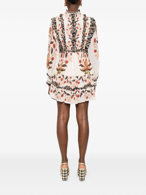 FARM Rio floral-print ruffled dress - Neutrals