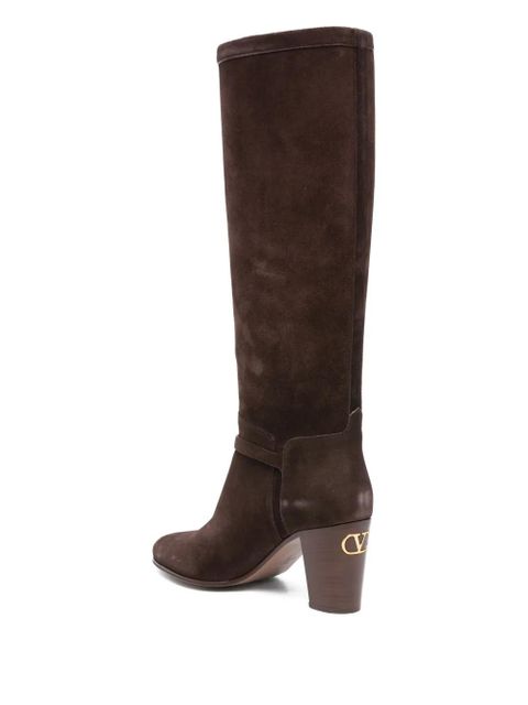 Valentino Garavani 70mm buckle-detail suede boots - Brown