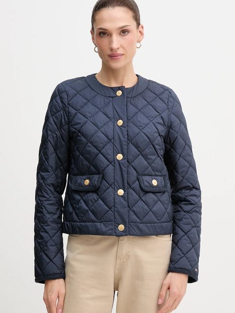 Tommy Hilfiger kurtka puchowa kolor granatowy przejściowa WW0WW47449