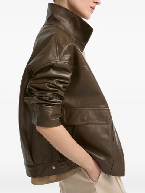 Yves Salomon lamb leather short jacket - Brown