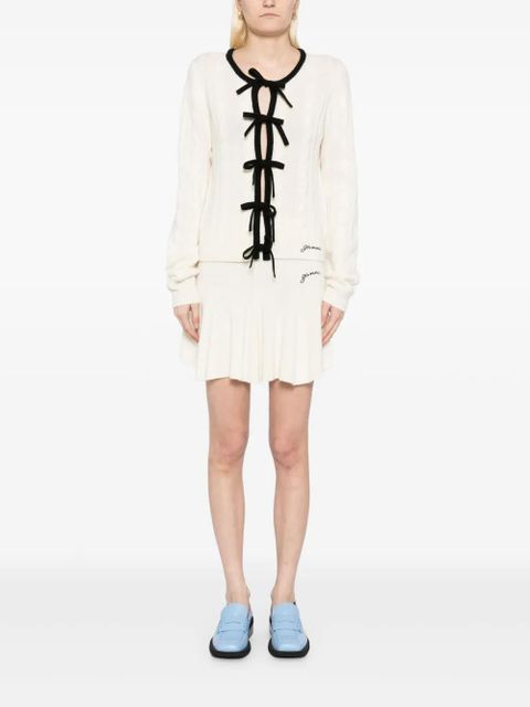 GANNI lace-up fastening cardigan - White