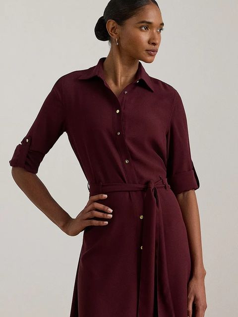 Lauren Ralph Lauren sukienka kolor bordowy mini rozkloszowana 200980920