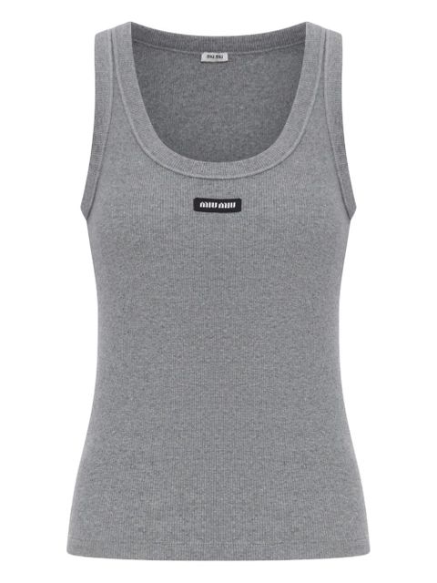 Miu Miu ribbed label tank top - Grey - zdjęcie produktu nr 1