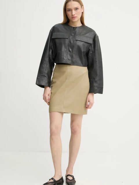 2NDDAY spódnica skórzana Ceciliana kolor beżowy mini ołówkowa 2252552642