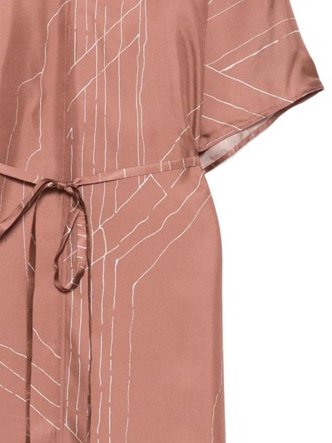 Alysi abstract-print tie-waist midi dress - Pink