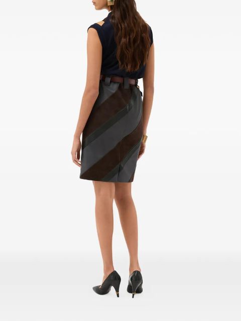 Versace striped suede mini skirt - Grey