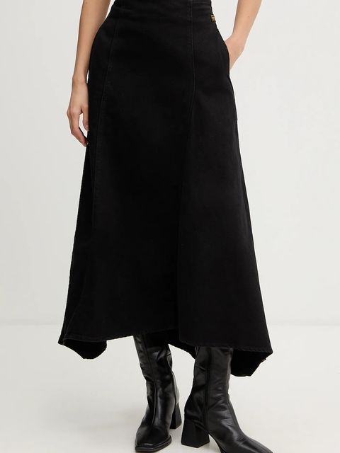 G-Star spódnica jeansowa kolor czarny maxi rozkloszowana D27941-E078 - zdjęcie produktu nr 1