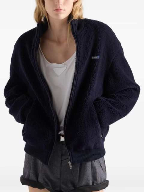 Prada ribbed logo-detail jacket - Blue