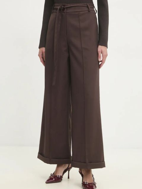 Answear.LAB spodnie damskie kolor brązowy gładkie