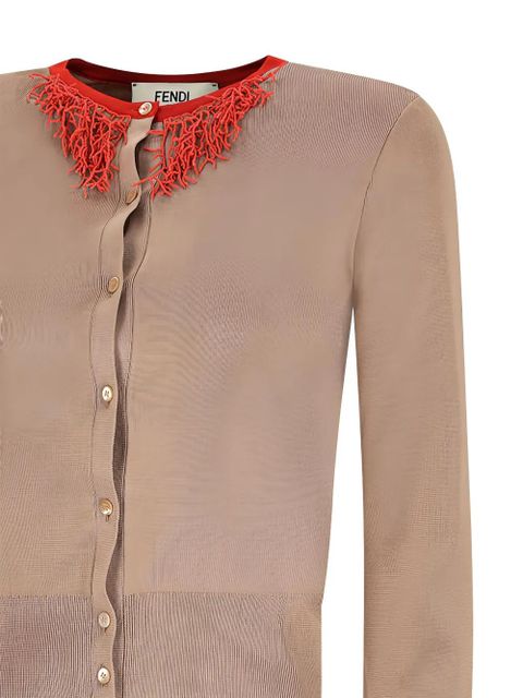 FENDI coral-detail cardigan - Neutrals