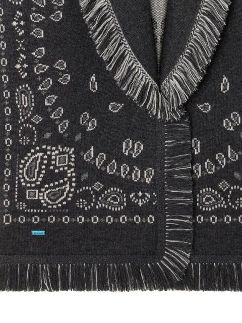 Alanui bandana-jacquard fringed cardigan - Grey