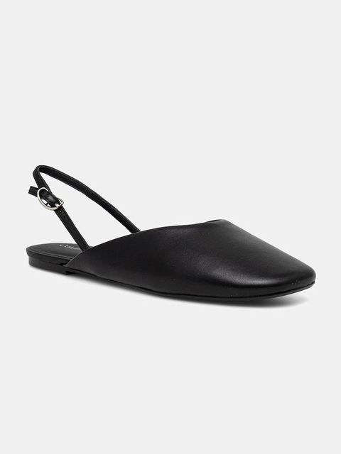 Calvin Klein baleriny skórzane OBLIQUE BALLERINA SLINGBACK LTH kolor czarny z odkrytą piętą HW0HW02852 - zdjęcie produktu nr 1