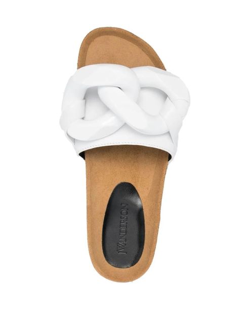 JW Anderson chain-link leather slides - White