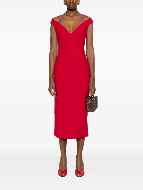 Solace London Monica V-neck midi dress - Red - zdjęcie produktu nr 2