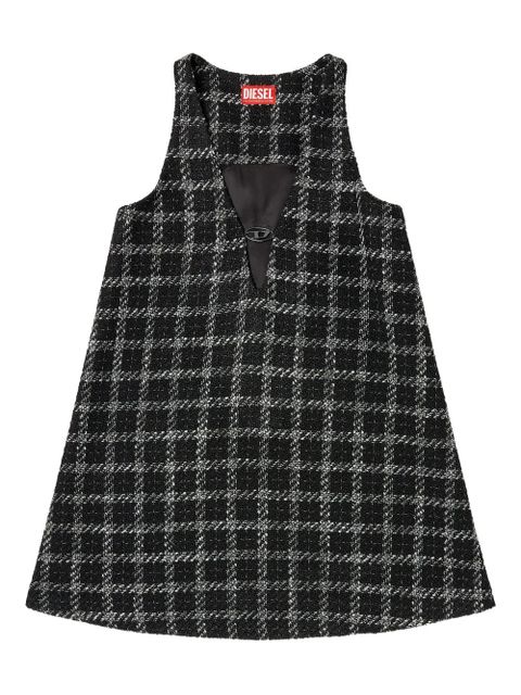 Diesel checked V-neck mini dress - Black - zdjęcie produktu nr 1