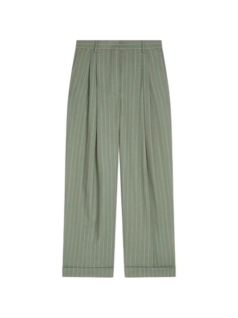 DRIES VAN NOTEN pleated pinstripe trousers - Green - zdjęcie produktu nr 1