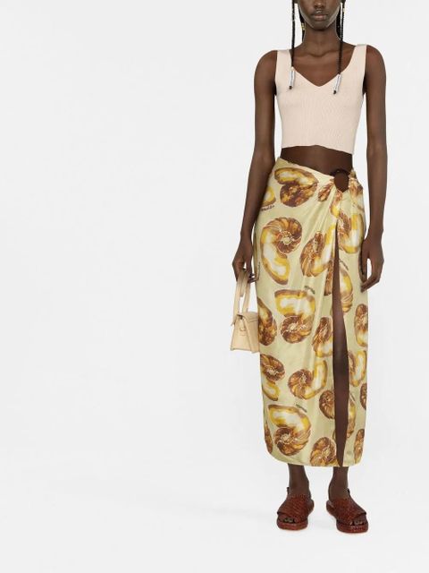 Nanushka shell-print sarong midi skirt - Neutrals - zdjęcie produktu nr 2