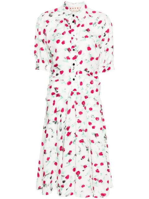 Marni Reverie-print crepe midi dress - White - zdjęcie produktu nr 1