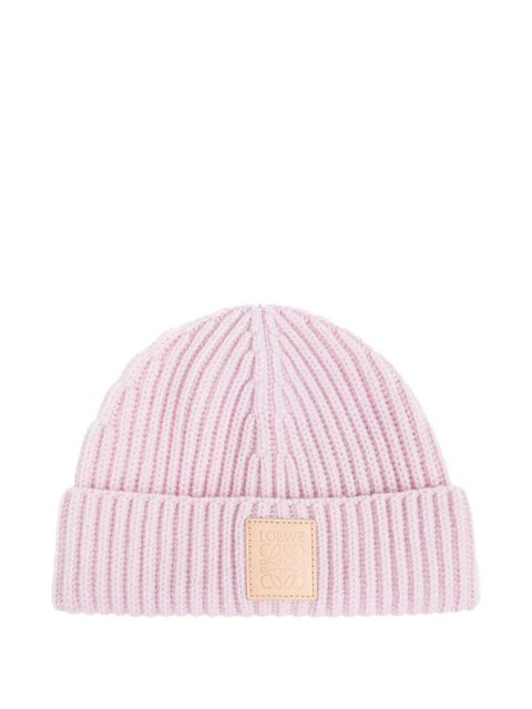 LOEWE ribbed logo-plaque beanie - Pink - zdjęcie produktu nr 1