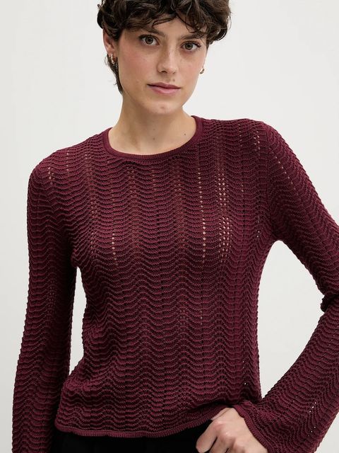 Sisley sweter bawełniany damski kolor bordowy lekki 1494M106O