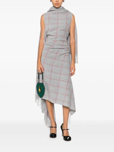 Jean Paul Gaultier fringed plaid dress - Grey
