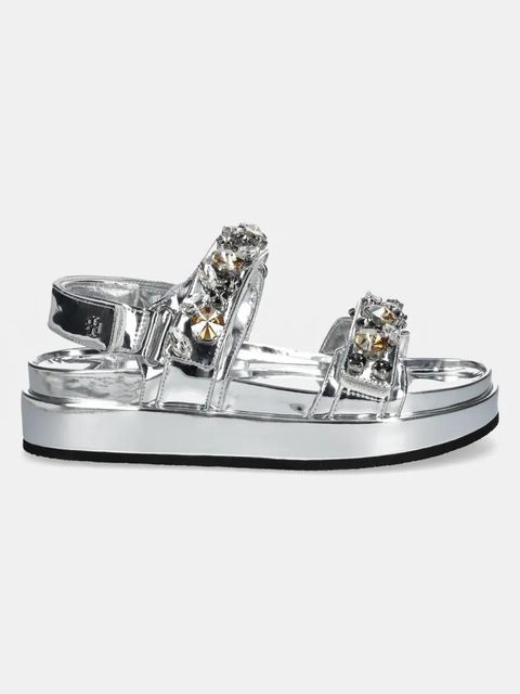 Tory Burch sandały Kira Embellished Sport Sandal damskie kolor srebrny na platformie 164798-020 - zdjęcie produktu nr 2