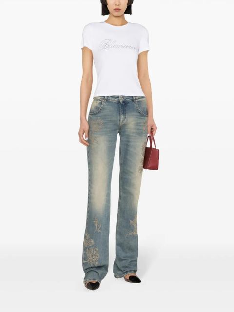 Blumarine rhinestoned-logo cotton T-shirt - White - zdjęcie produktu nr 2