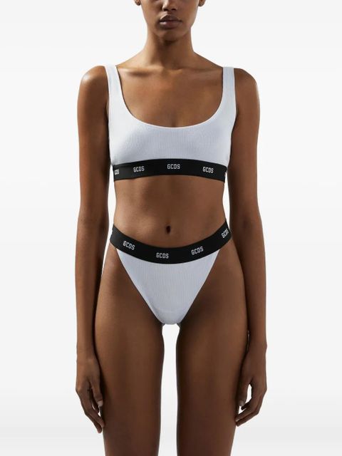GCDS ribbed logo thong - White