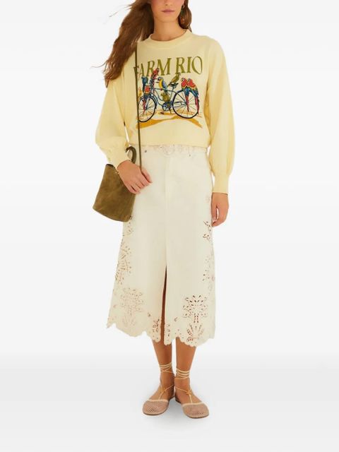 FARM Rio laser-cut scallop long skirt - Neutrals - zdjęcie produktu nr 2