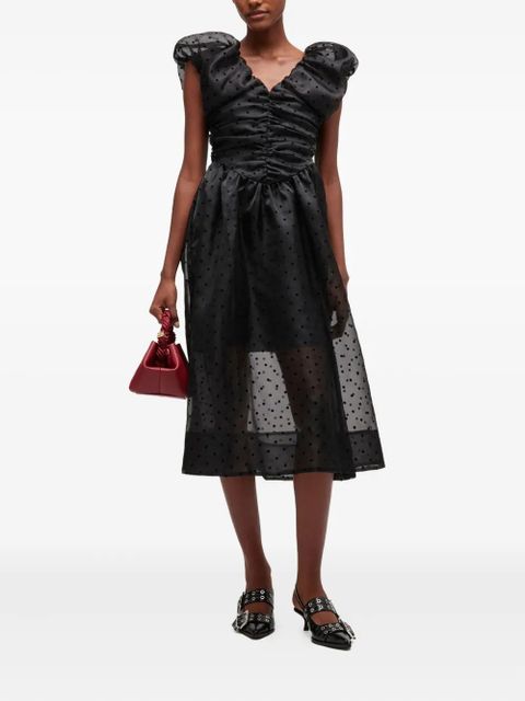 GANNI ruffled polka dot-pattern mini dress - Black - zdjęcie produktu nr 2