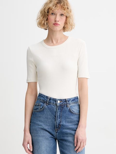 Calvin Klein T-shirt basic damski bawełniany z elastanem - zdjęcie produktu nr 1
