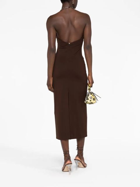 The Attico halterneck midi dress - Brown