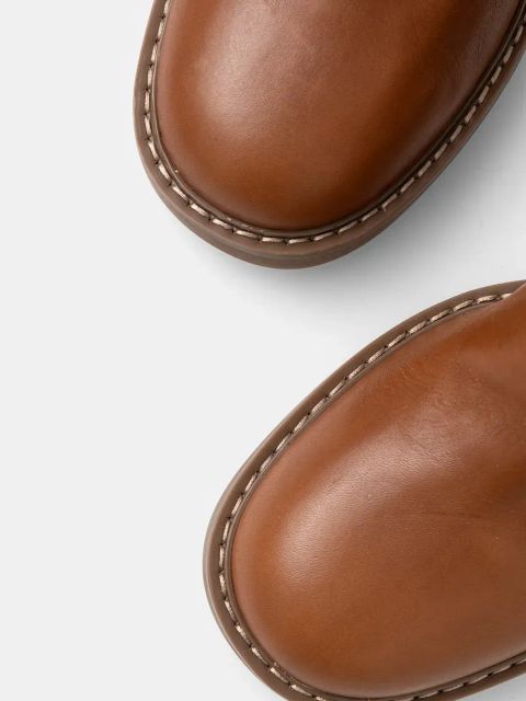 MICHAEL Michael Kors kozaki skórzane Carlisle damskie kolor brązowy na słupku 40F4CLMB5L.230