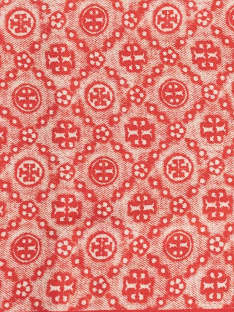 Tory Burch T-monogram fringed scarf - Red