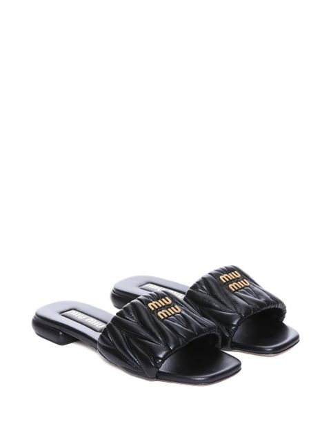 Miu Miu matelassé logo-plaque sandals - Black - zdjęcie produktu nr 2