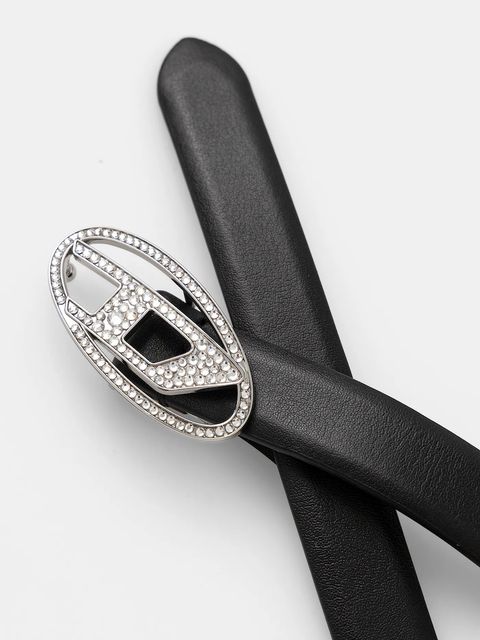 Diesel pasek skórzany OVAL D LOGO B-1DR STRASS 20 damski kolor czarny X09972.P6364 - zdjęcie produktu nr 2