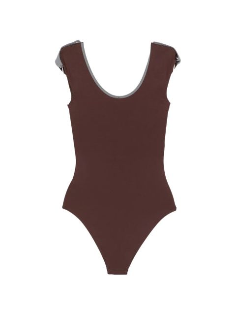 Gimaguas Petra button contrast-trim swimsuit - Brown - zdjęcie produktu nr 2