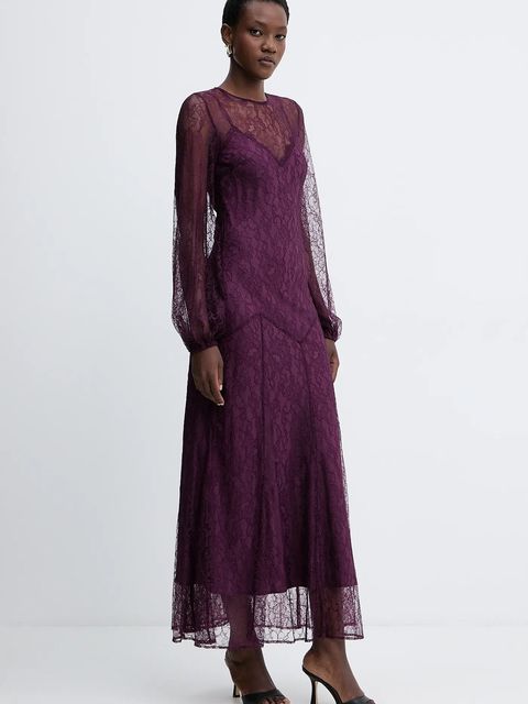 Twinset sukienka kolor fioletowy maxi prosta 252TT2261