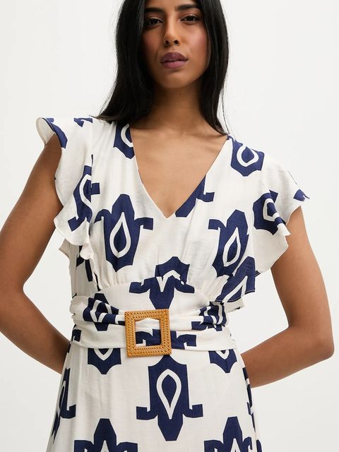 Answear.LAB sukienka kolor granatowy maxi rozkloszowana