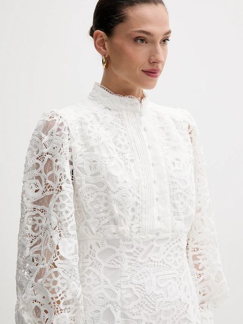 Bardot sukienka kolor biały mini rozkloszowana 58421DB6