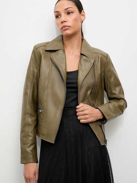 Answear.LAB ramoneska skórzana kolor zielony przejściowa - zdjęcie produktu nr 1