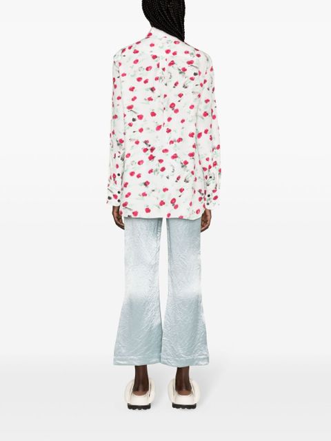 Marni logo-buttons floral-print shirt - White