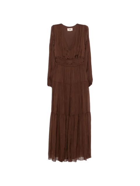 SOLOTRE tiered V-neck dress - Brown - zdjęcie produktu nr 1