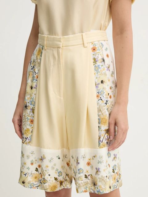 MUNTHE szorty jedwabne FABIANE kolor beżowy wzorzyste high waist 251140125118 - zdjęcie produktu nr 1
