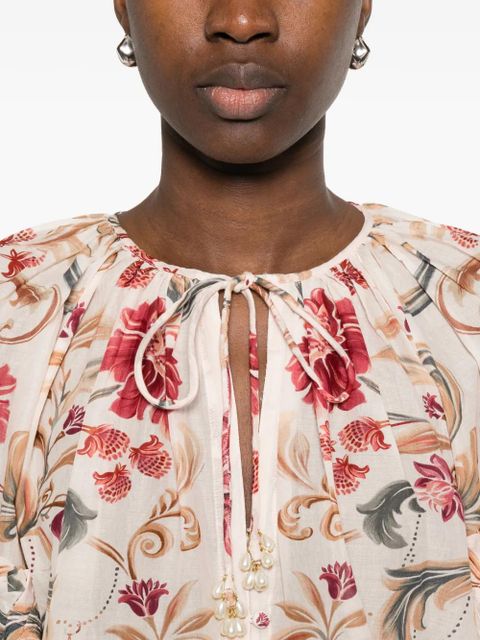 FARM Rio floral-print V-neck blouse - Neutrals