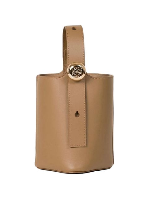 LOEWE mini Pebble leather bucket bag - Brown - zdjęcie produktu nr 1