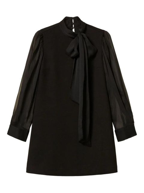 TWINSET bow-neck sheer-sleeve mini dress - Black - zdjęcie produktu nr 1