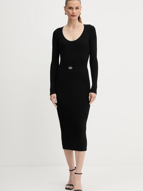 Twinset sukienka kolor czarny midi dopasowana 252TP3352 - zdjęcie produktu nr 1